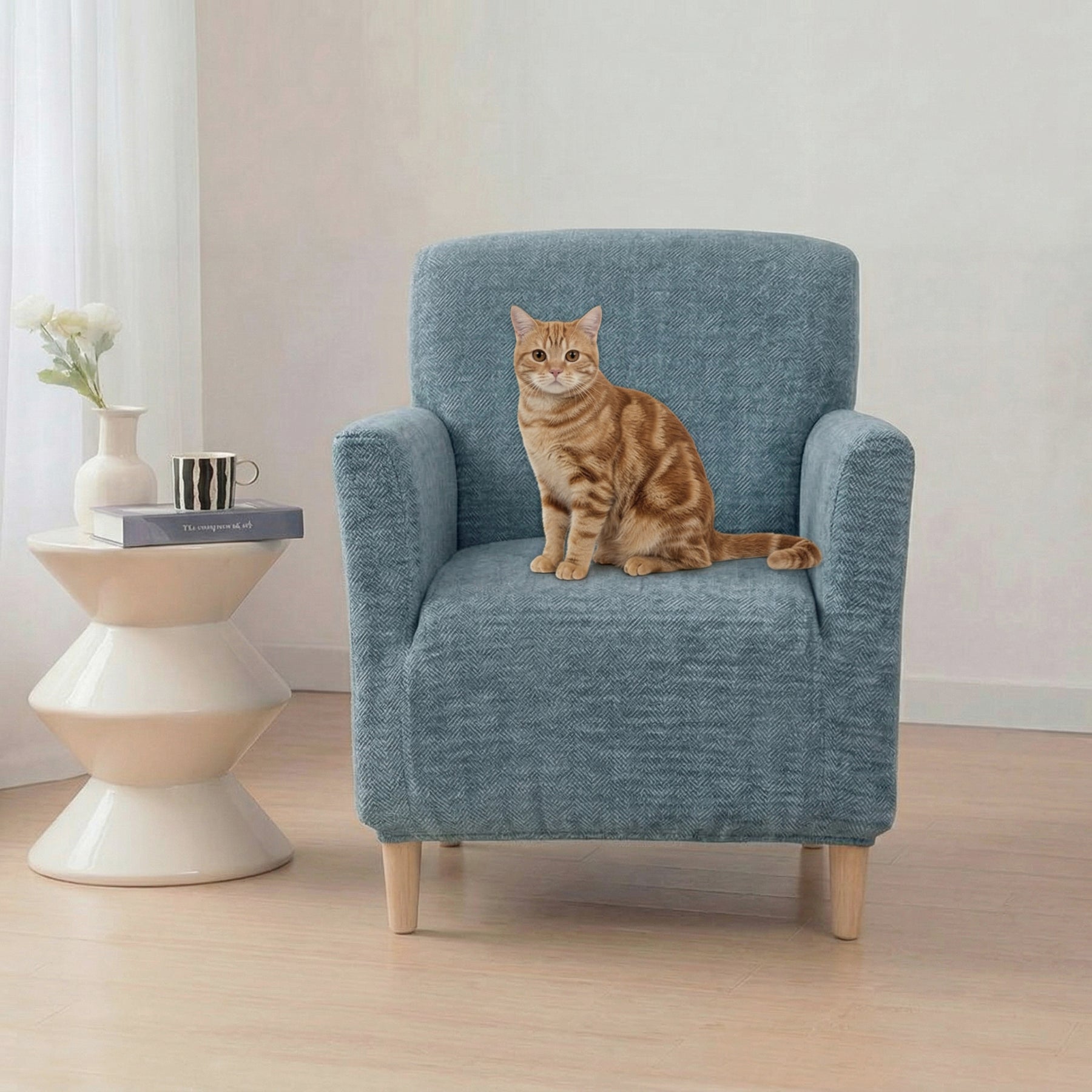 Housse de fauteuil, canapé extensible confortable et résistante aux griffures.