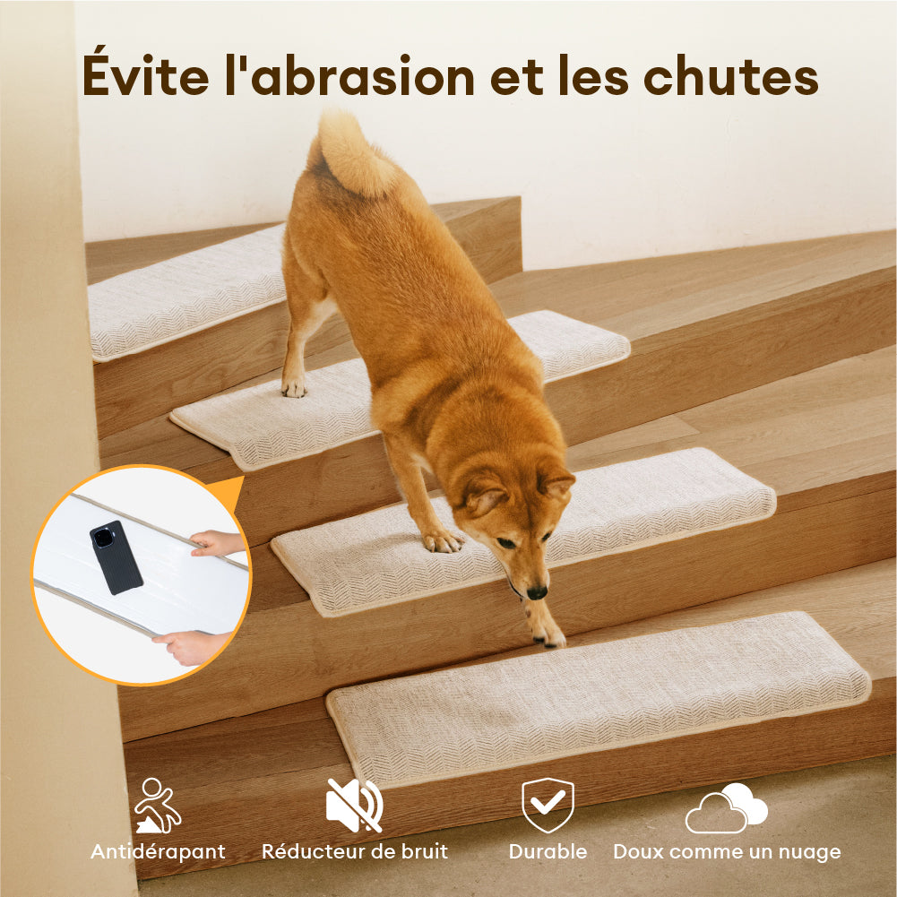 Marches d’escalier antidérapantes adhésives, adhérence renforcée, toutes saisons – Rétro