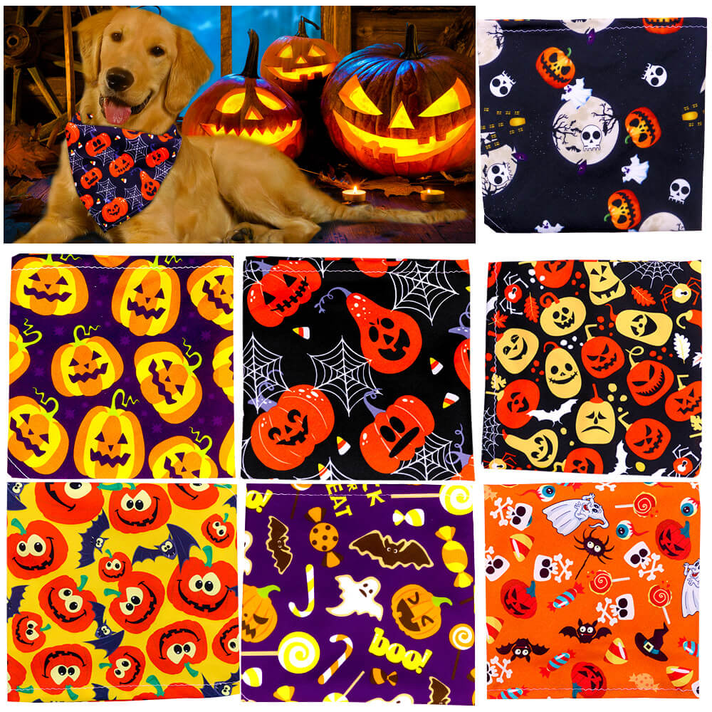 Bandana Triangle pour Animaux Halloween | Tête de Mort Fantôme Citrouille pour Chiens et Chats