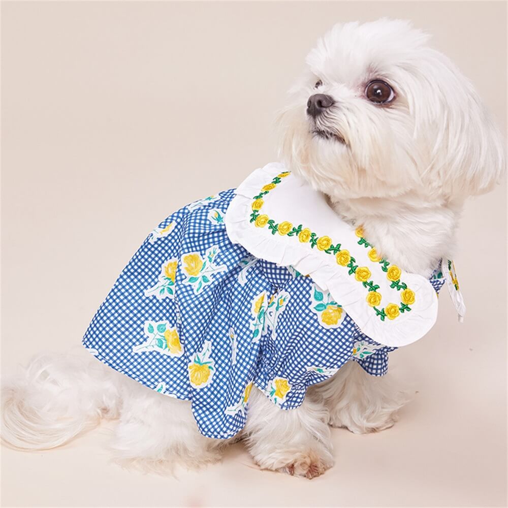 Robe pour Chien à Carreaux Vichy Fleuris