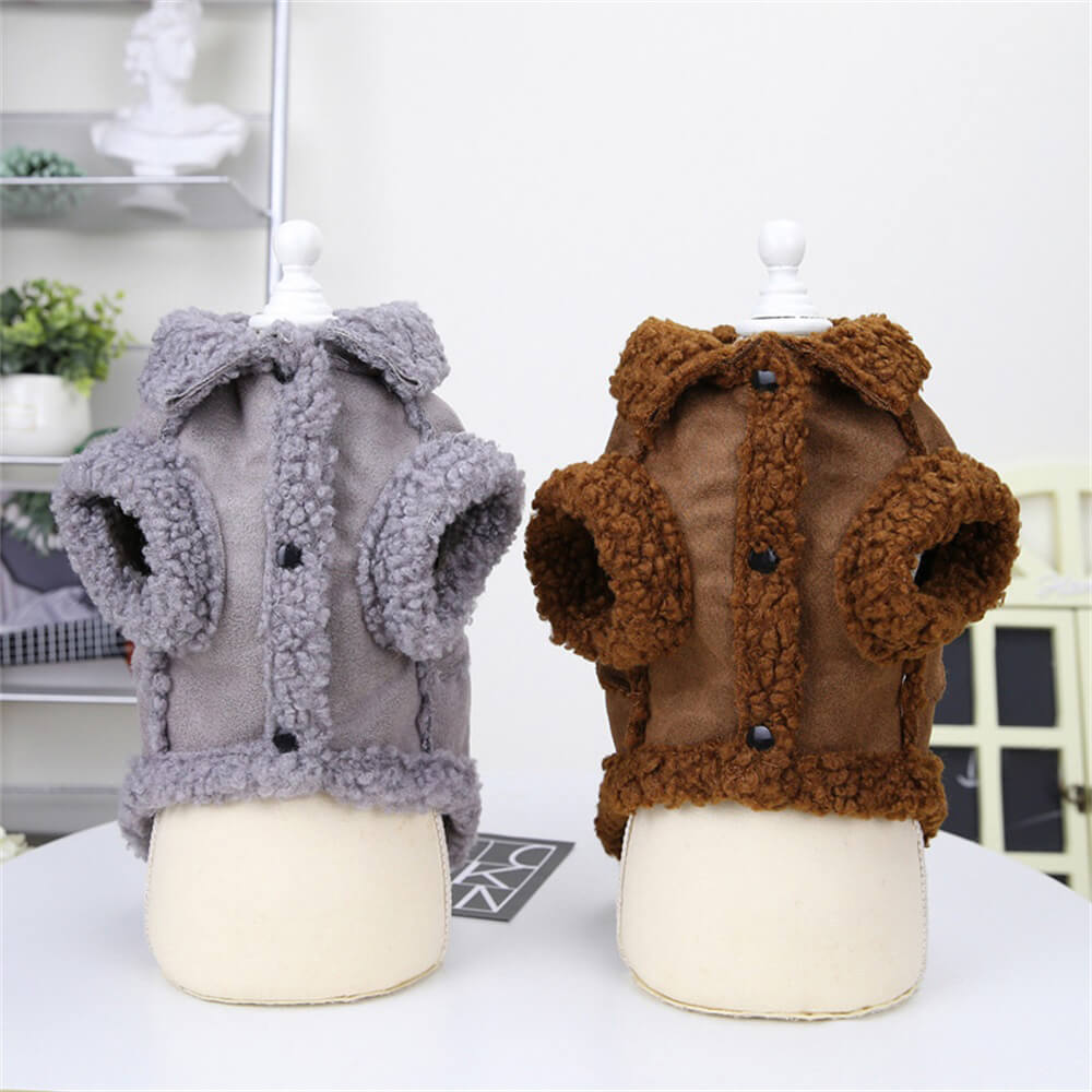 Veste pour chien en peau de mouton chaude et élégante pour l'hiver