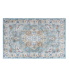 Tapis vintage bleu et crème adapté aux animaux de compagnie - Une élégance intemporelle pour votre maison