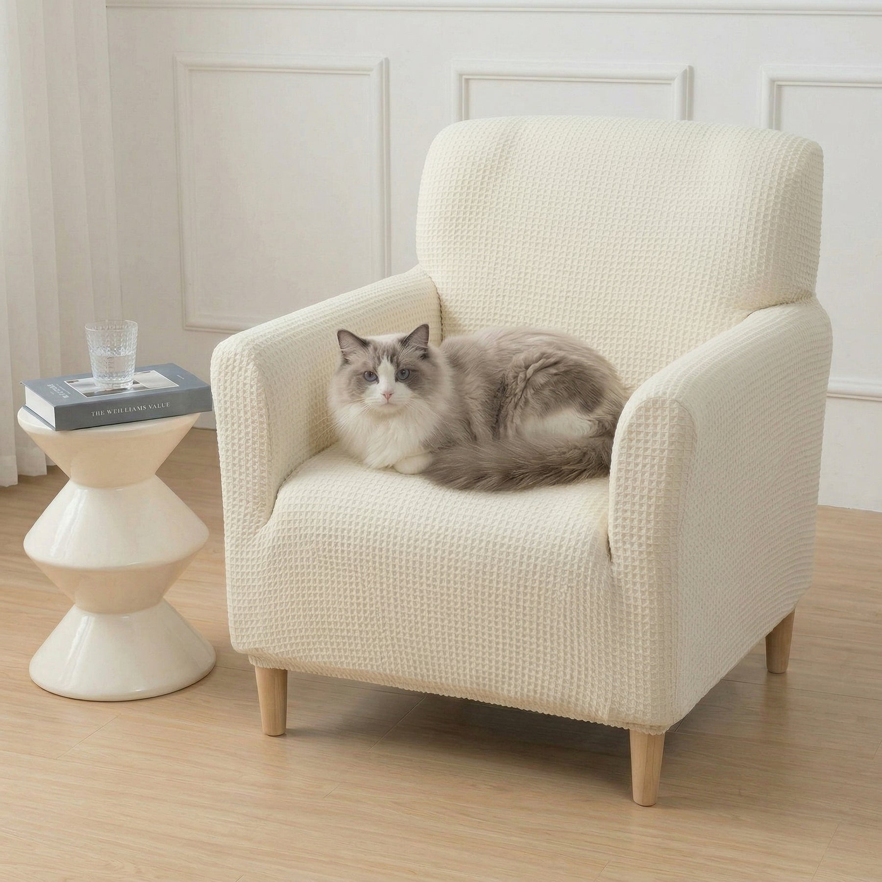 Housse de fauteuil, canapé extensible Protège Fauteuil en peluche douce déperlante multi-usage