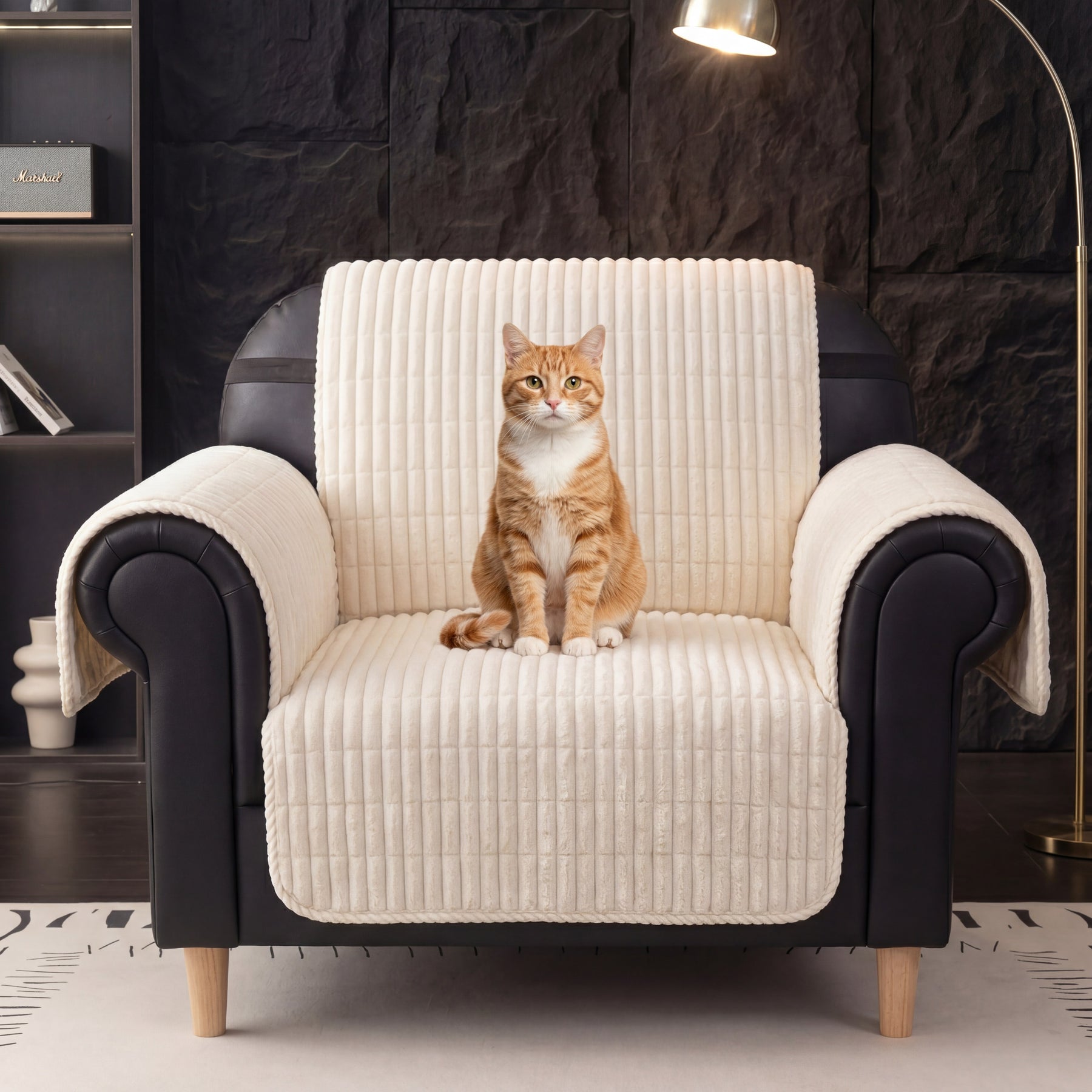Housse fauteuil de canapé imperméable en flanelle douillette une pièce protection antidérapante