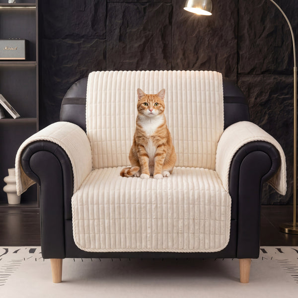 Housse fauteuil de canapé en flanelle douillette une pièce protection antidérapante