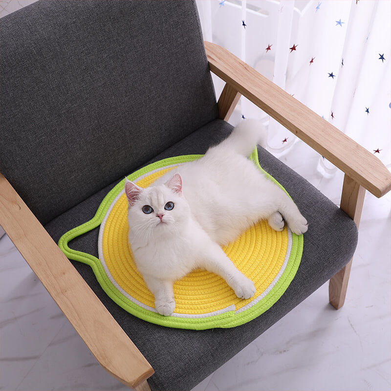 Tapis à gratter en forme d'oreilles de chat en corde de coton tissé