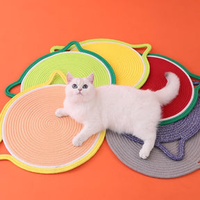 Tapis à gratter en forme d'oreilles de chat en corde de coton tissé