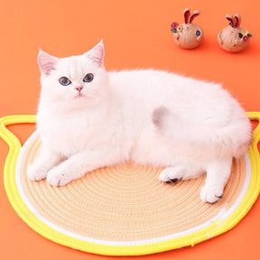 Tapis à gratter en forme d'oreilles de chat en corde de coton tissé