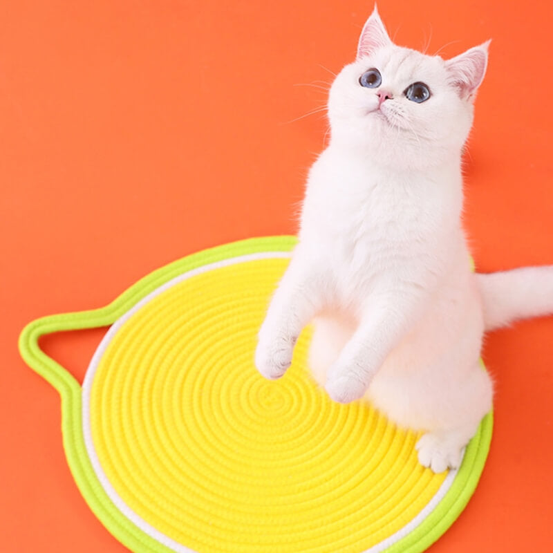 Tapis à gratter en forme d'oreilles de chat en corde de coton tissé