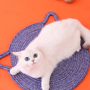 Tapis à gratter en forme d'oreilles de chat en corde de coton tissé