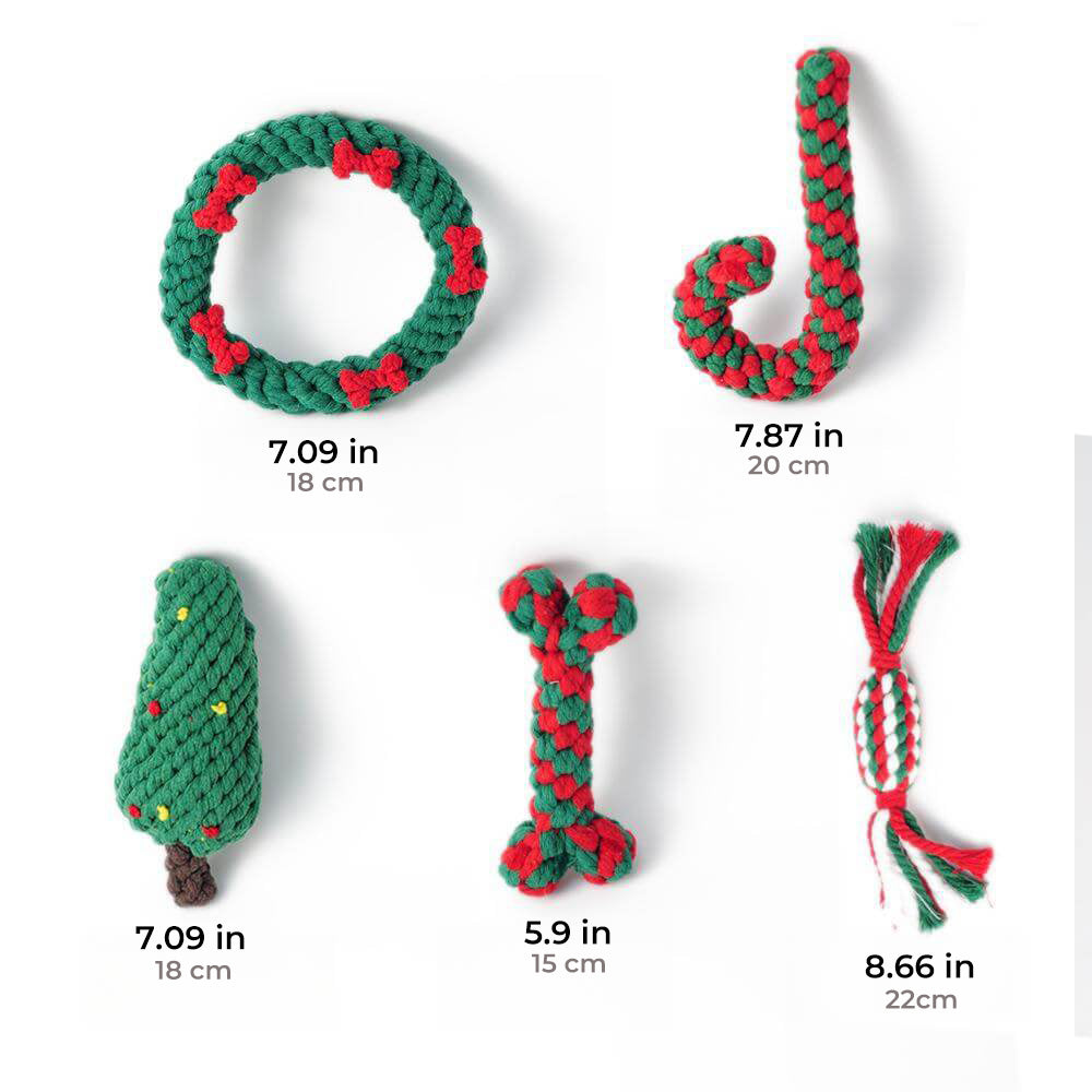 Noël Jouet en Corde en Coton Résistant à la Mastication Cadeaux de Luxe pour Chiens Jouets à Dents