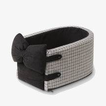 Siège Auto pour Animaux Console Houndstooth avec Nœud Papillon