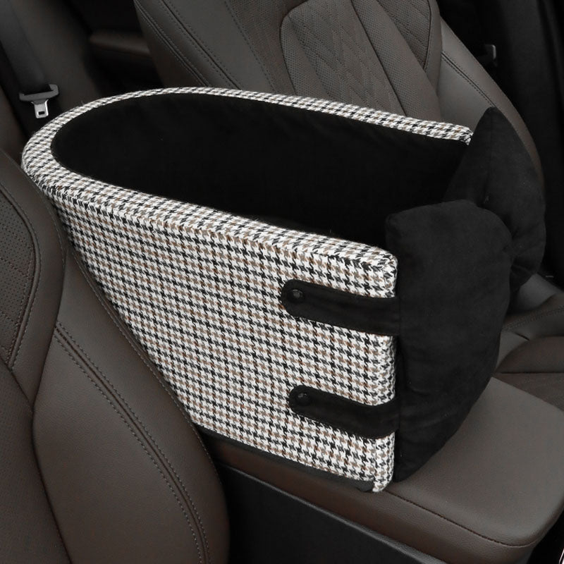 Siège Auto pour Animaux Console Houndstooth avec Nœud Papillon