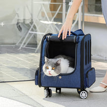 Sac à dos de voyage pliable multifonction pour chat avec roulettes