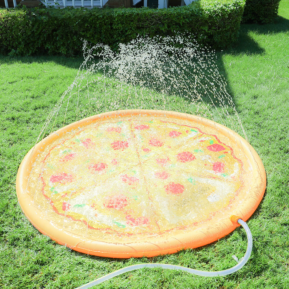 Jeu d'eau extérieur Tapis de jeu gonflable pour enfants avec pulvérisateur pour chien - Pizza