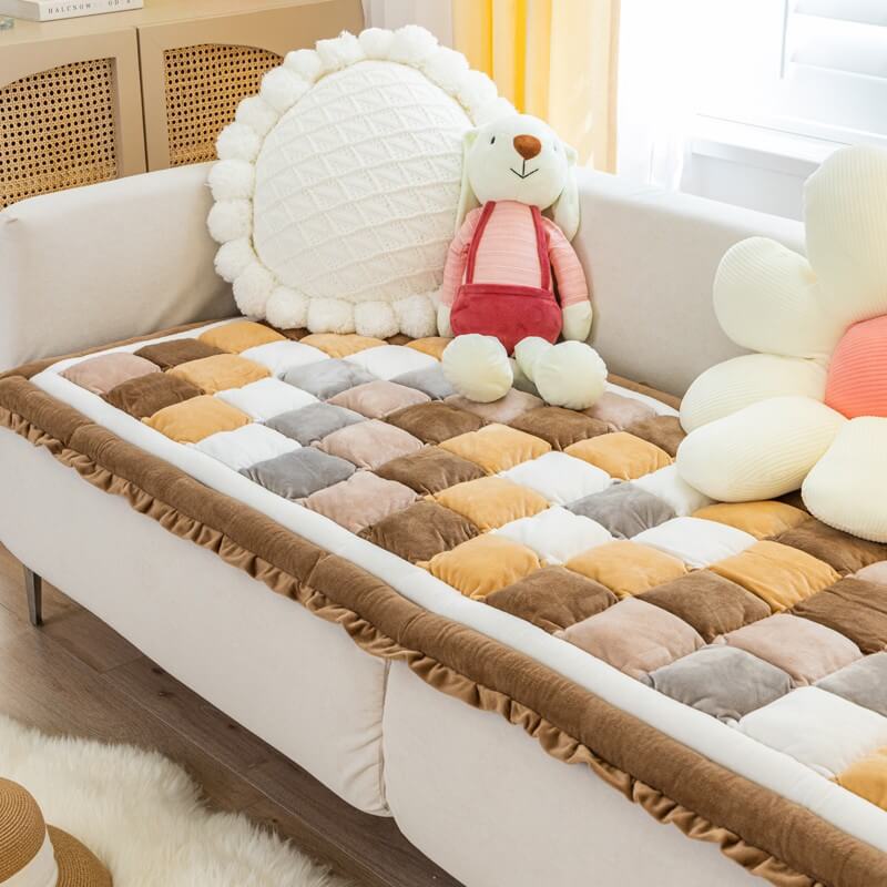 Housse de Canapé Lavable en Velours Doux pour Coussin de Fenêtre