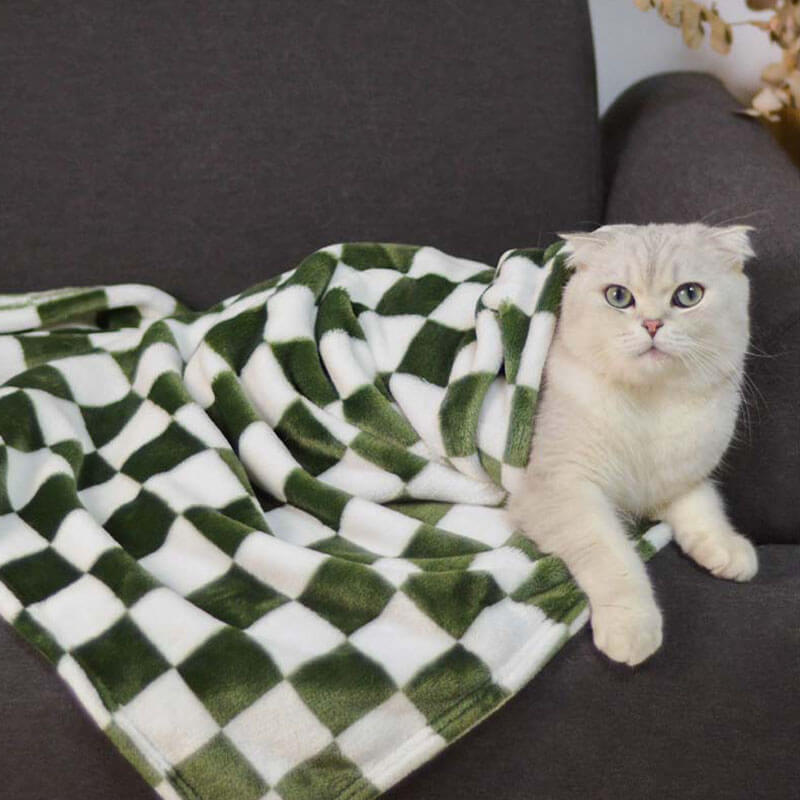 Couverture pour Chien et Chat en Flanelle à Carreaux Élégante