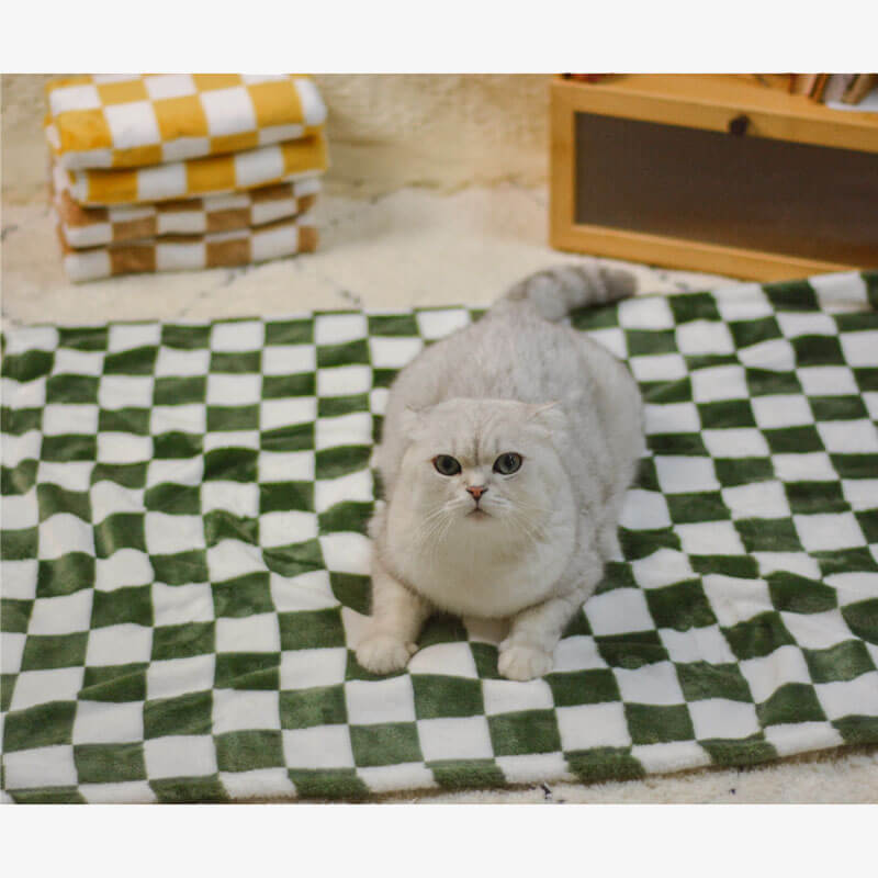 Couverture pour Chien et Chat en Flanelle à Carreaux Élégante