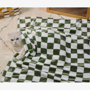 Couverture pour Chien et Chat en Flanelle à Carreaux Élégante