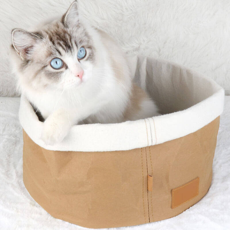 Lit Panier pour Chat en Papier Kraft Lavable