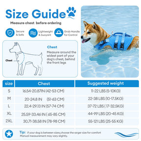 Gilet de sauvetage pour chiens ajustable avec bandes réfléchissantes pour chiens de taille moyenne et grande