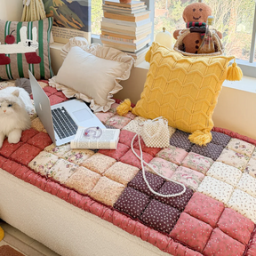 Tapis pour animaux de compagnie en peluche doux, floral vintage fait main, housse de canapé antidérapante