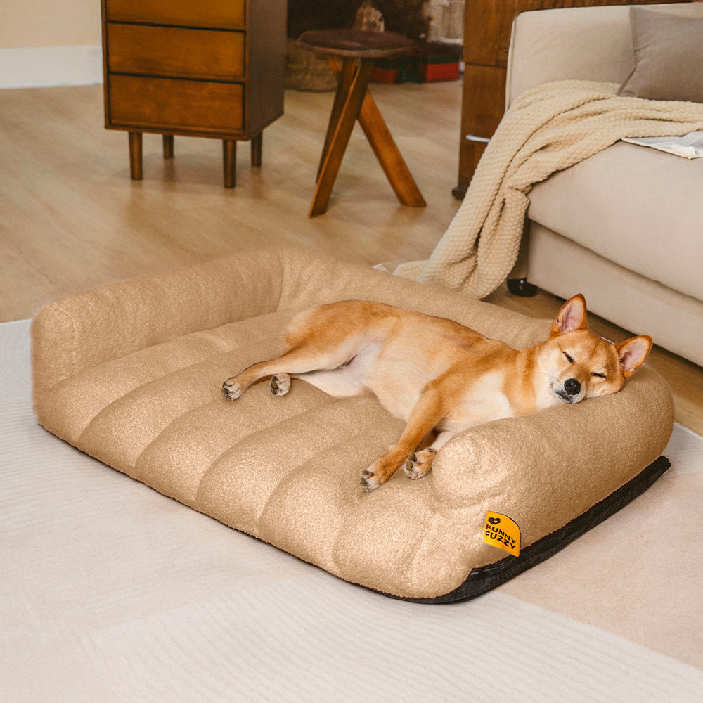 Panier Orthopédique Pour Chien Moyen/Grand - Mousse Mémoire De Forme - Housse Lavable - Bord Haut Marron - 89x64 Cm