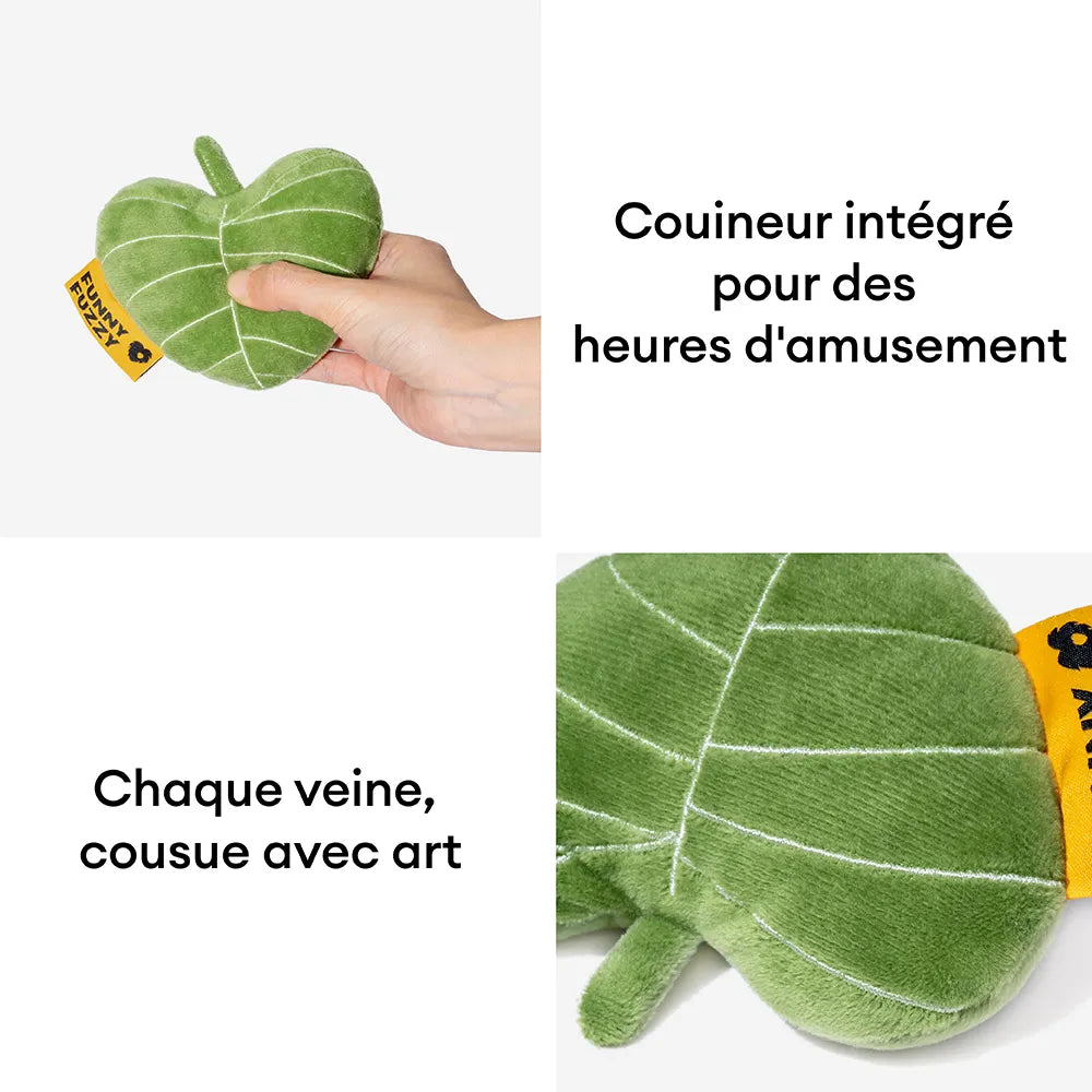 Jouet pour chien en peluche en forme de feuille avec couineur - Funnyfuzzy SnugNest
