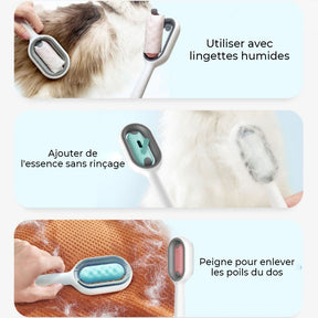 Broches de toilettage 3 en 1 pour animaux Nettoyage et élimination des poils Brosse pour chat