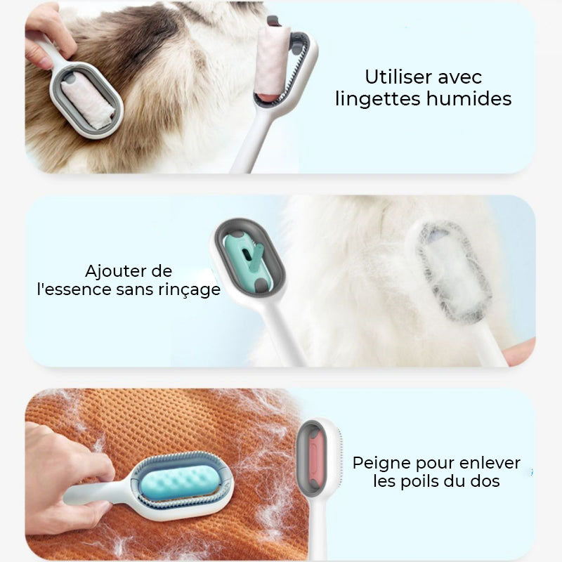 Broches de toilettage 3 en 1 pour animaux Nettoyage et élimination des poils Brosse pour chat