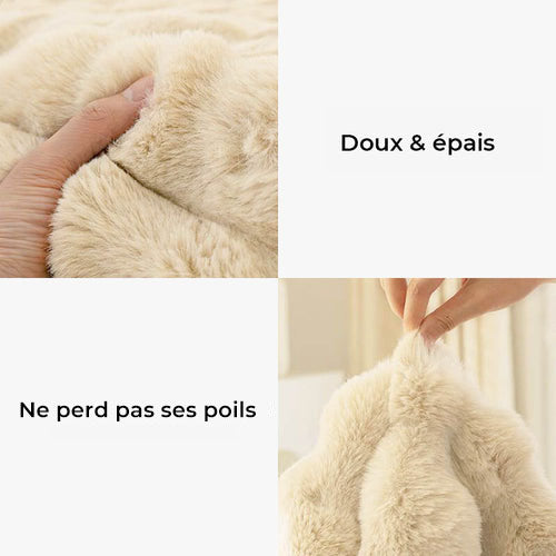 Housse de canapé antidérapante en peluche de couleur unie