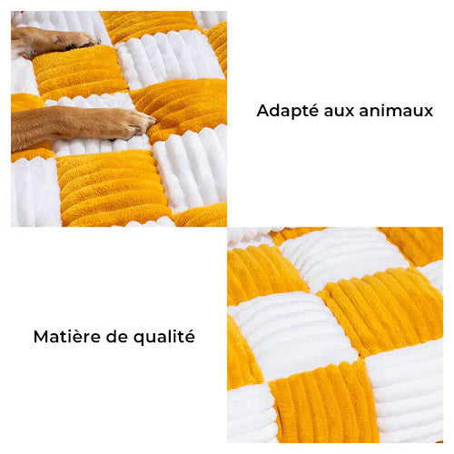 Tapis de protection pour chien à carreaux crème