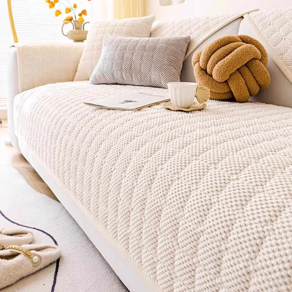 Housse de canapé en velours côtelé matelassé épais antidérapante