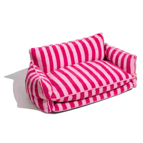 Lit pour chien et chat en faux lambswool à rayures tendance à double couche - Extérieur