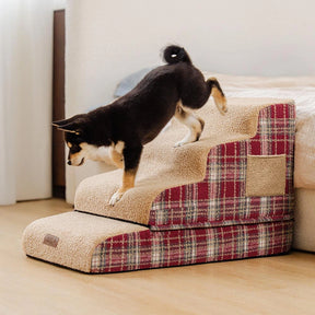 Rampe pour animaux en peluche à carreaux mousse haute densité amovible - ComfyClimb