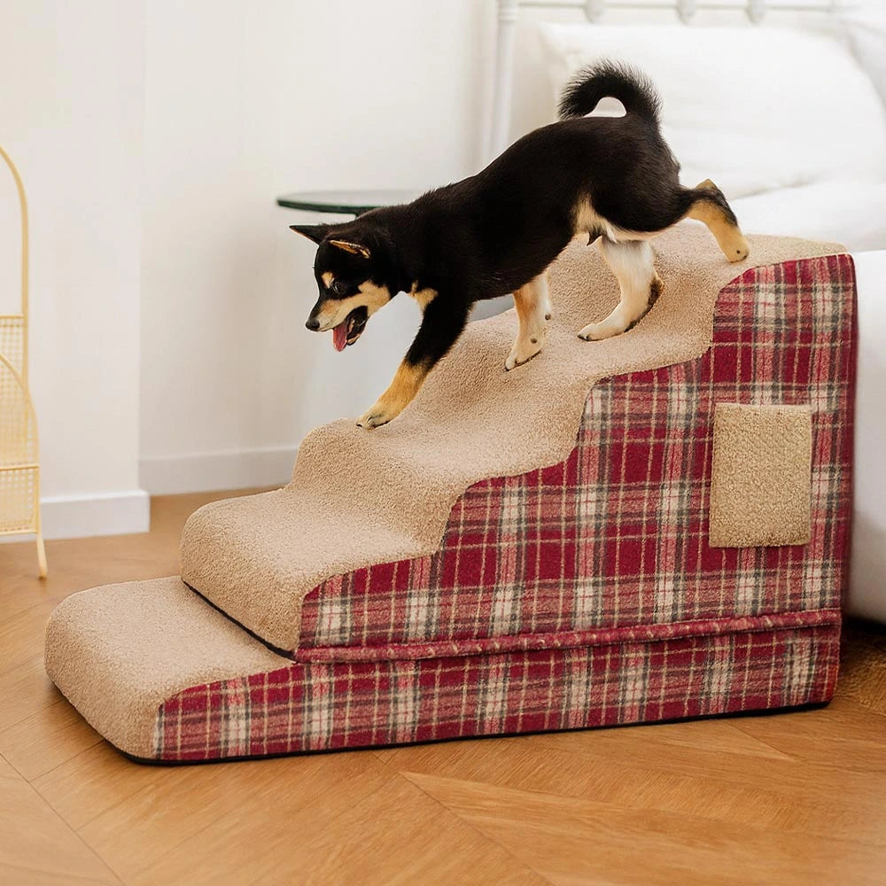 Rampe pour animaux en peluche à carreaux mousse haute densité amovible - ComfyClimb