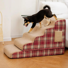 Rampe pour animaux en peluche à carreaux mousse haute densité amovible - ComfyClimb