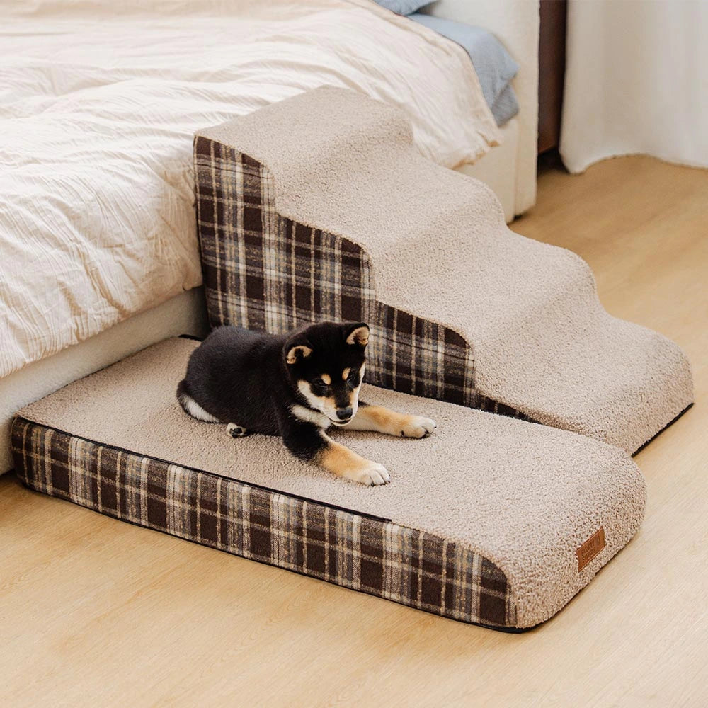 Rampe pour animaux en peluche à carreaux mousse haute densité amovible - ComfyClimb