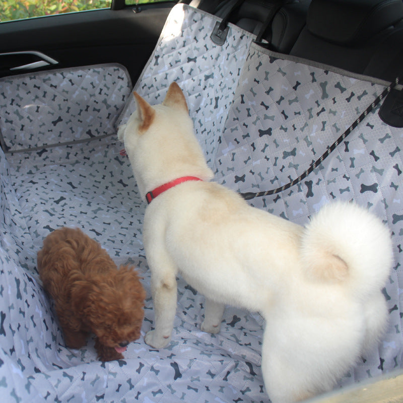 Housse de siège de voiture pour chien en tissu Oxford à motif d'os double taille