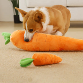 Jouet grinçant en peluche pour chien en forme de carotte