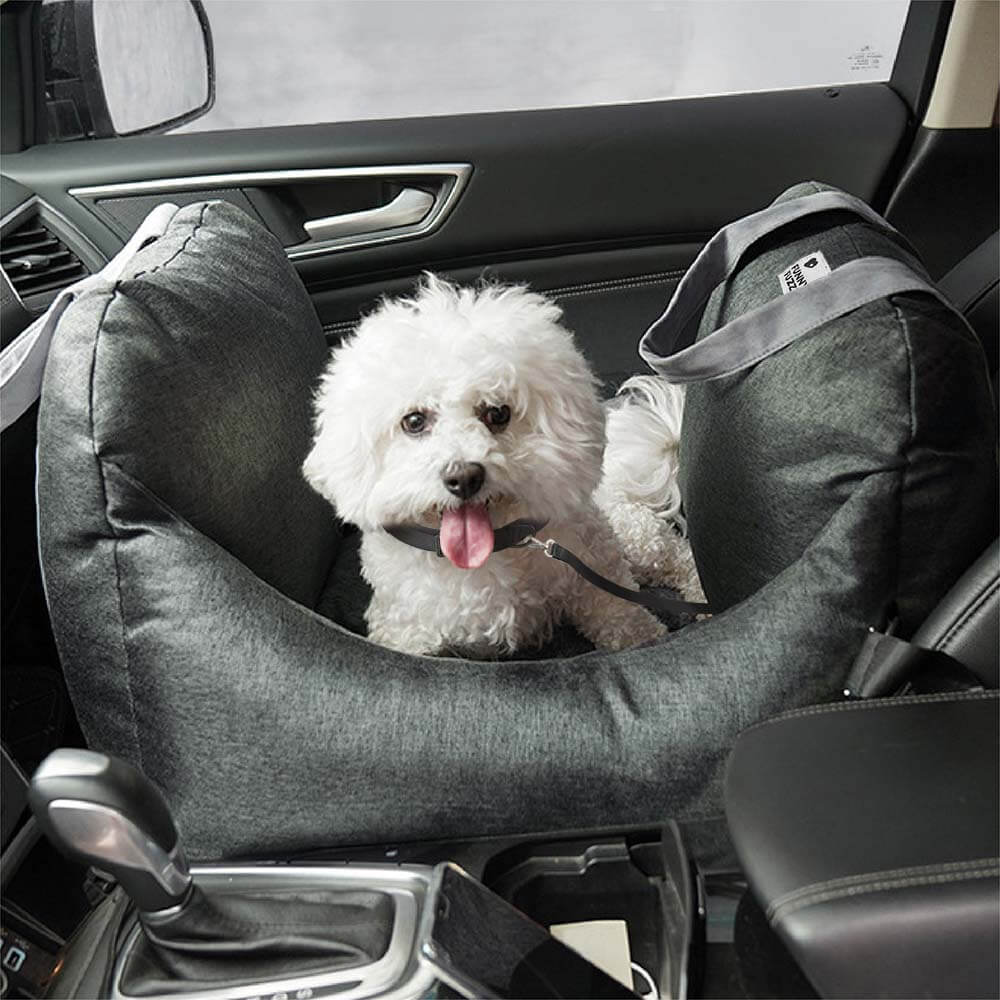 Siège de voiture pour chien à damier vintage et cœur