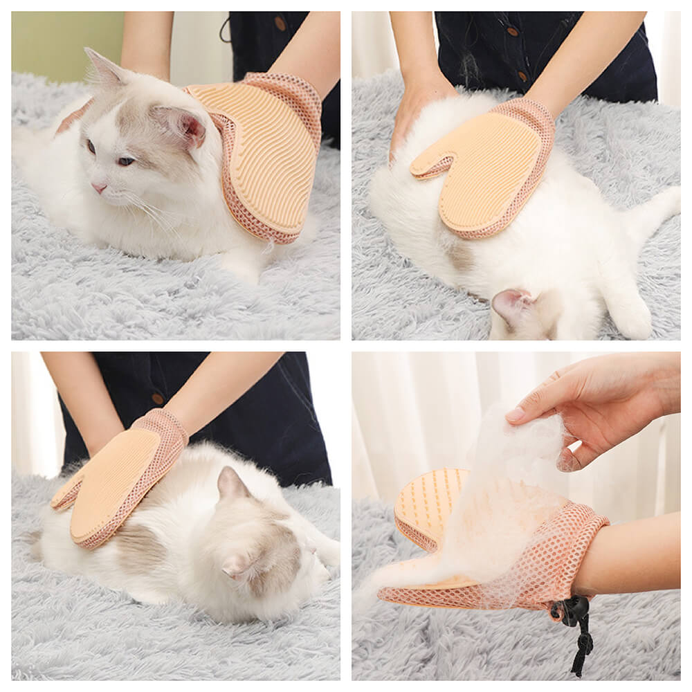 Gant de toilettage pour animaux en silicone avec brosse flottante à deux faces