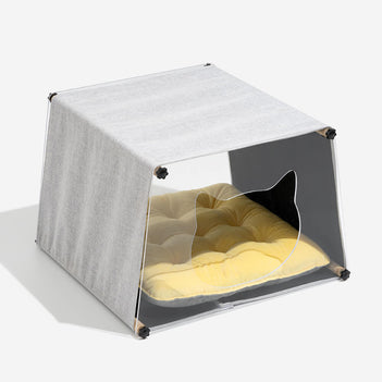 Maison d'intérieur en acrylique avec structure en bois massif pour chat