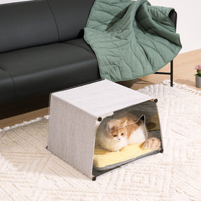 Maison d'intérieur en acrylique avec structure en bois massif pour chat