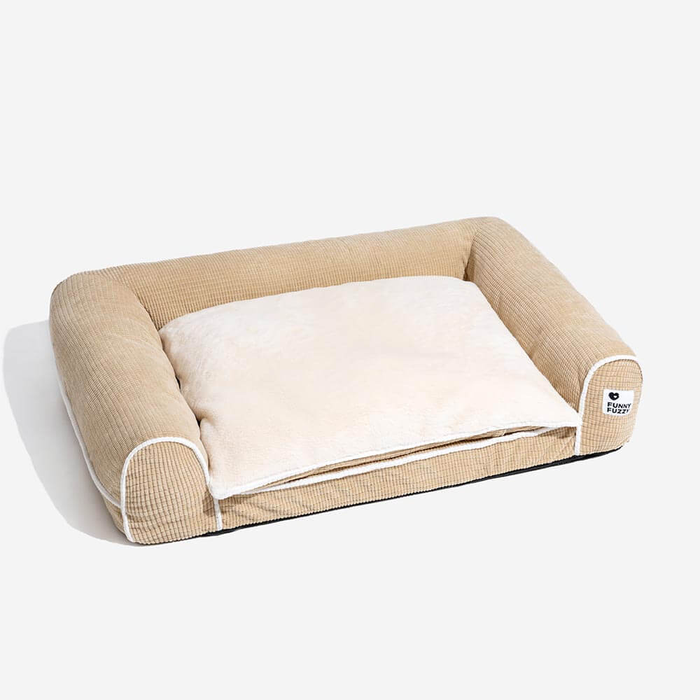 Canapé-lit orthopédique double couche en flanelle pour chien