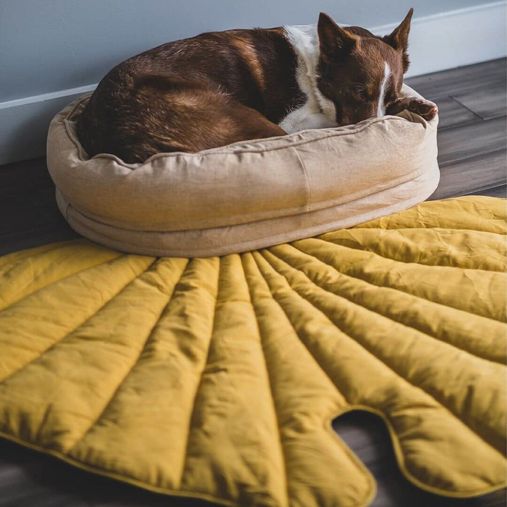 Couverture pour chien en forme de feuille avec lit ovale pour chien