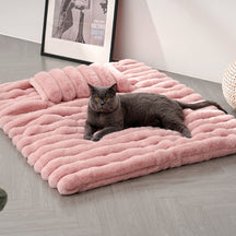 Tapis de luxe à rayures en fausse fourrure pour animaux de compagnie