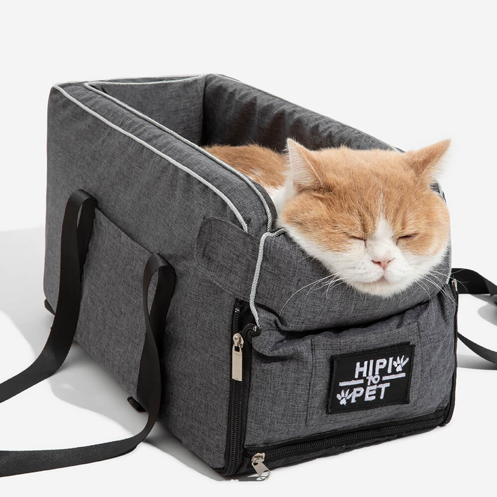 Siège de voiture portable pour animaux de compagnie en suède pour console centrale