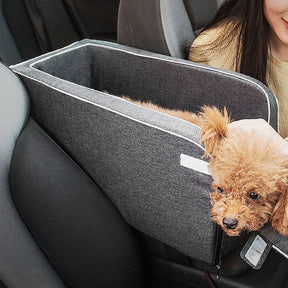 Siège de voiture portable pour animaux de compagnie en suède pour console centrale