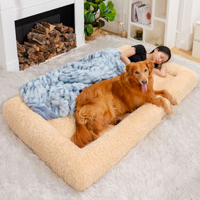 Lit orthopédique extra-large en peluche pour humain et chien